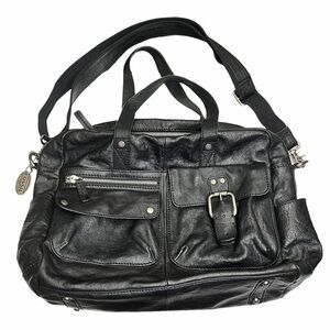 Fossil Black Leather Travel Luggage Bag